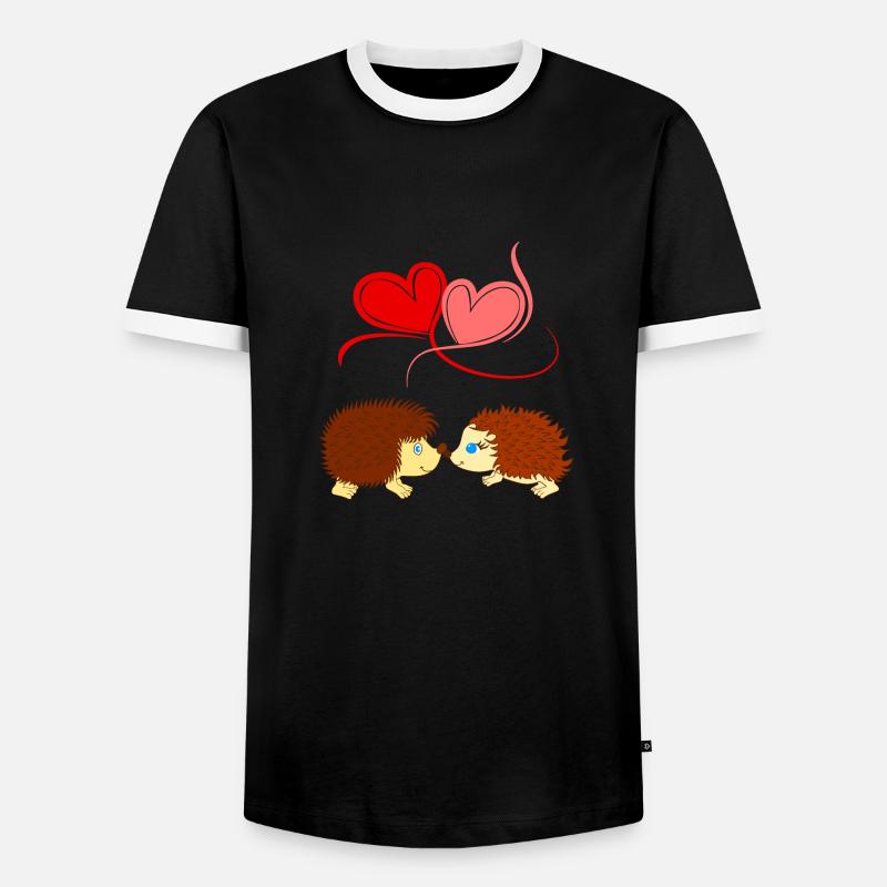 Igel - Liebe überwindet Stacheln - Comicstyle - Männer Kontrast-T-Shirt - Schwarz/Weiß