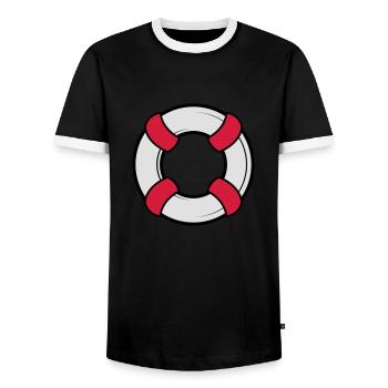 Bouée de sauvetage - T-shirt contrasté Homme - noir/blanc - Devant - AI Model Female 172 light (172cm) & AI Model Male 178 light (178cm)
