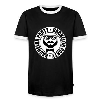 bachelor party stamp circle ring team bache - Men's Ringer Shirt - black/white - Front - AI Model Female 172 light (172cm) & AI Model Male 178 light (178cm)