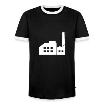 Une usine blanche dans la zone industrielle - T-shirt contrasté Homme - noir/blanc - Devant - AI Model Female 172 light (172cm) & AI Model Male 178 light (178cm)