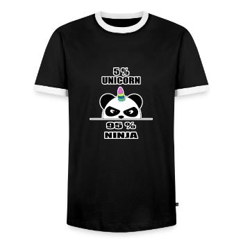 Panda Ninja, unicorn shirt, funny animal, cool - Men's Ringer Shirt - black/white - Front - AI Model Female 172 light (172cm) & AI Model Male 178 light (178cm)