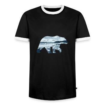 Double Exposure Animals - Polar Bear - Gift - Men's Ringer Shirt - black/white - Front - AI Model Female 172 light (172cm) & AI Model Male 178 light (178cm)