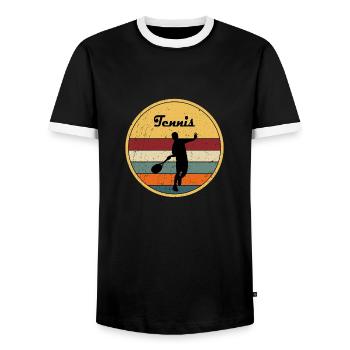 Tennis Tennisspieler Vintage Geschenk - Männer Kontrast-T-Shirt - Schwarz/Weiß - Vorne - AI Model Female 172 light (172cm) & AI Model Male 178 light (178cm)