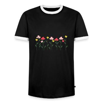 Nature design - flowers meadow - Men's Ringer Shirt - black/white - Front - AI Model Female 172 light (172cm) & AI Model Male 178 light (178cm)