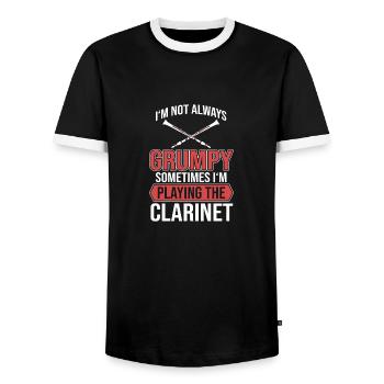 clarinet - Men's Ringer Shirt - black/white - Front - AI Model Female 172 light (172cm) & AI Model Male 178 light (178cm)