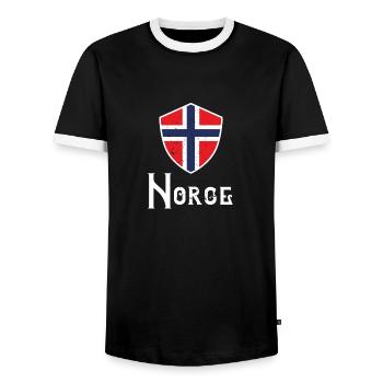 Norge Norwergen's gift. - Men's Ringer Shirt - black/white - Front - AI Model Female 172 light (172cm) & AI Model Male 178 light (178cm)
