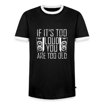 Haut-parleur Techno Basse Techno - T-shirt contrasté Homme - noir/blanc - Devant - AI Model Female 172 light (172cm) & AI Model Male 178 light (178cm)