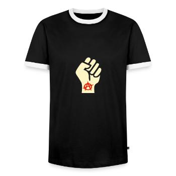 Anarchistes poing - T-shirt contrasté Homme - noir/blanc - Devant - AI Model Female 172 light (172cm) & AI Model Male 178 light (178cm)