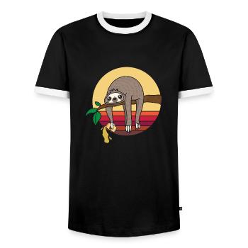 Paresseux bière bière bière bière bière bière - T-shirt contrasté Homme - noir/blanc - Devant - AI Model Female 172 light (172cm) & AI Model Male 178 light (178cm)