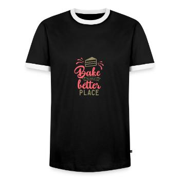 Cadeau de cuisson drôle dire gâteau - T-shirt contrasté Homme - noir/blanc - Devant - AI Model Female 172 light (172cm) & AI Model Male 178 light (178cm)