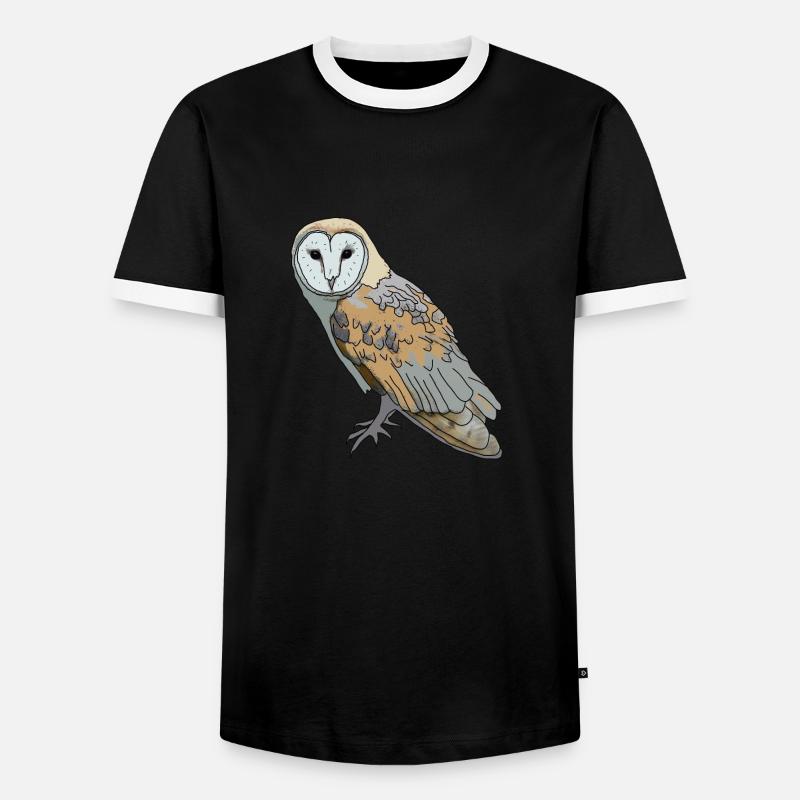 Eule - Schleiereule - Männer Kontrast-T-Shirt - Schwarz/Weiß