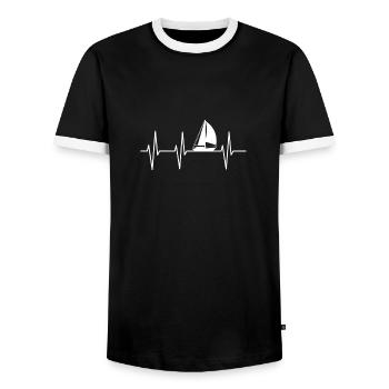Voilier rythme cardiaque capitaine - T-shirt contrasté Homme - noir/blanc - Devant - AI Model Female 172 light (172cm) & AI Model Male 178 light (178cm)