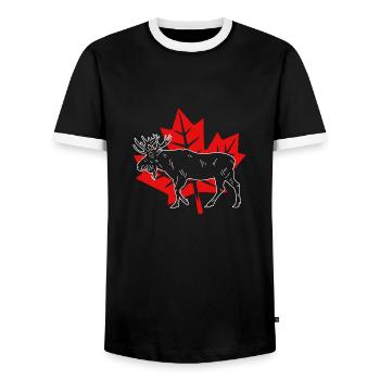 Feuille d'érable d'orignal du Canada - T-shirt contrasté Homme - noir/blanc - Devant - AI Model Female 172 light (172cm) & AI Model Male 178 light (178cm)