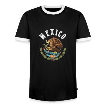 Mexiko Flagge - Männer Kontrast-T-Shirt - Schwarz/Weiß - Vorne - AI Model Female 172 light (172cm) & AI Model Male 178 light (178cm)
