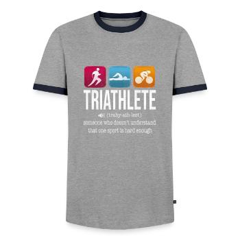 Triathlet - Männer Kontrast-T-Shirt - Grau/Navy  - Vorne - AI Model Female 172 light (172cm) & AI Model Male 178 light (178cm)