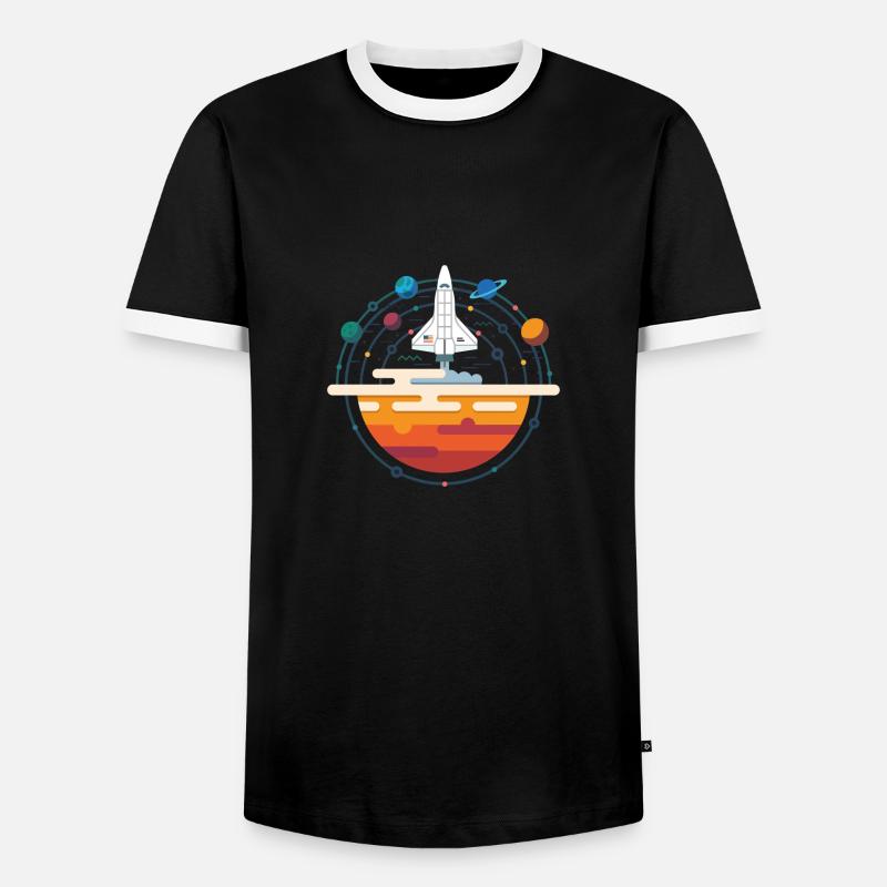 Space Shuttle & Solar System - Männer Kontrast-T-Shirt - Schwarz/Weiß