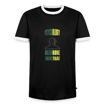 Psychologe - Männer Kontrast-T-Shirt - Schwarz/Weiß - Vorne - AI Model Female 172 light (172cm) & AI Model Male 178 light (178cm)
