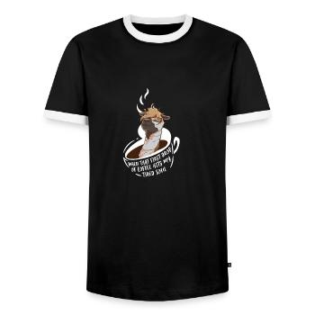 Alpaka Kaffee Frühstück Tropfen Seele Entspannung - Männer Kontrast-T-Shirt - Schwarz/Weiß - Vorne - AI Model Female 172 light (172cm) & AI Model Male 178 light (178cm)