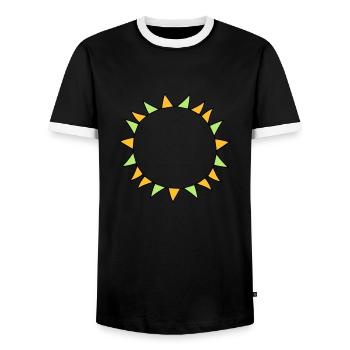 colorful garland circle ring round frame party dekora - Men's Ringer Shirt - black/white - Front - AI Model Female 172 light (172cm) & AI Model Male 178 light (178cm)