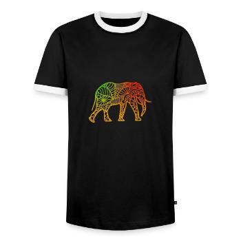 Schöner Mandala Elefant Afrika - Männer Kontrast-T-Shirt - Schwarz/Weiß - Vorne - AI Model Female 172 light (172cm) & AI Model Male 178 light (178cm)