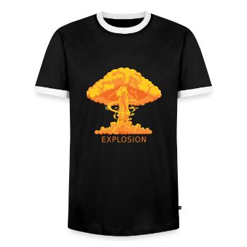 explosion - Men's Ringer Shirt - black/white - Front - AI Model Female 172 light (172cm) & AI Model Male 178 light (178cm)
