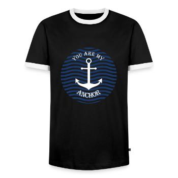 Anchor - Men's Ringer Shirt - black/white - Front - AI Model Female 172 light (172cm) & AI Model Male 178 light (178cm)