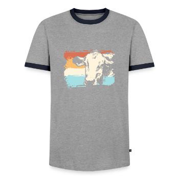 Ferme de vache à vache ferme de fermier - T-shirt contrasté Homme - gris/marine  - Devant - AI Model Female 172 light (172cm) & AI Model Male 178 light (178cm)