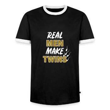 Zwillinge Echte Maenner machen Zwillinge t shirt - Männer Kontrast-T-Shirt - Schwarz/Weiß - Vorne - AI Model Female 172 light (172cm) & AI Model Male 178 light (178cm)