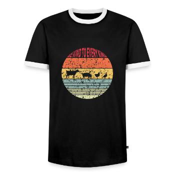 Animal welfare saying be kind to every kind gift - Men's Ringer Shirt - black/white - Front - AI Model Female 172 light (172cm) & AI Model Male 178 light (178cm)