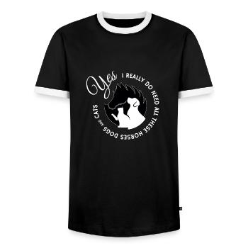 Cheval t-shirt et cadeau de chat - T-shirt contrasté Homme - noir/blanc - Devant - AI Model Female 172 light (172cm) & AI Model Male 178 light (178cm)