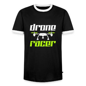 Drone Race Drone Pilote de Drone Quadrocopter - T-shirt contrasté Homme - noir/blanc - Devant - AI Model Female 172 light (172cm) & AI Model Male 178 light (178cm)