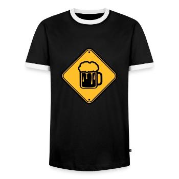bière signe note prudence prudence danger alcool - T-shirt contrasté Homme - noir/blanc - Devant - AI Model Female 172 light (172cm) & AI Model Male 178 light (178cm)