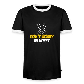 Rabbit Rabbit Be Hoppy Cute - Men's Ringer Shirt - black/white - Front - AI Model Female 172 light (172cm) & AI Model Male 178 light (178cm)