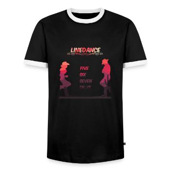 Line Dance Death Valley - Männer Kontrast-T-Shirt - Schwarz/Weiß - Vorne - AI Model Female 172 light (172cm) & AI Model Male 178 light (178cm)