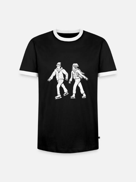 Schlittschuh Läufer - Männer Kontrast-T-Shirt - Schwarz/Weiß