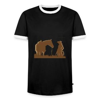 Western girl - Men's Ringer Shirt - black/white - Front - AI Model Female 172 light (172cm) & AI Model Male 178 light (178cm)