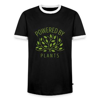 Powered by Plants Vegan Gift - Men's Ringer Shirt - black/white - Front - AI Model Female 172 light (172cm) & AI Model Male 178 light (178cm)