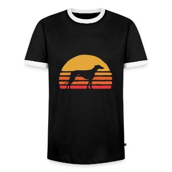 Levrette au coucher du soleil - T-shirt contrasté Homme - noir/blanc - Devant - AI Model Female 172 light (172cm) & AI Model Male 178 light (178cm)