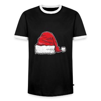 noël bonnet de Noël père noël - T-shirt contrasté Homme - noir/blanc - Devant - AI Model Female 172 light (172cm) & AI Model Male 178 light (178cm)