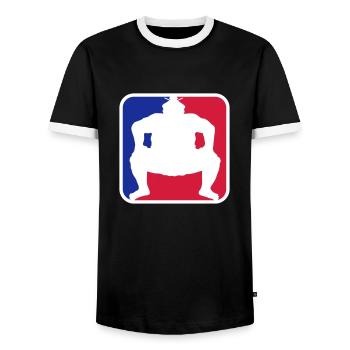 rouge bleu cool sumoringer button logo japonais her - T-shirt contrasté Homme - noir/blanc - Devant - AI Model Female 172 light (172cm) & AI Model Male 178 light (178cm)