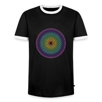 Torus Yantra - Men's Ringer Shirt - black/white - Front - AI Model Female 172 light (172cm) & AI Model Male 178 light (178cm)