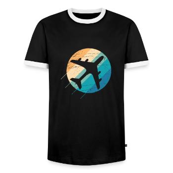 Avion dans un beau design rétro - T-shirt contrasté Homme - noir/blanc - Devant - AI Model Female 172 light (172cm) & AI Model Male 178 light (178cm)