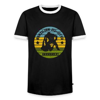 Brazilian jiu-jitsu vintage - Men's Ringer Shirt - black/white - Front - AI Model Female 172 light (172cm) & AI Model Male 178 light (178cm)