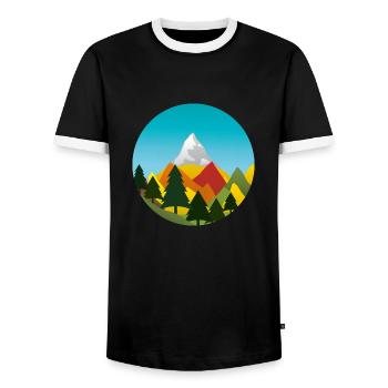 Herbst - Männer Kontrast-T-Shirt - Schwarz/Weiß - Vorne - AI Model Female 172 light (172cm) & AI Model Male 178 light (178cm)
