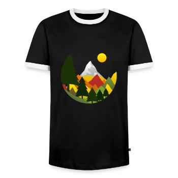 Mountains Mountains Autumn - Men's Ringer Shirt - black/white - Front - AI Model Female 172 light (172cm) & AI Model Male 178 light (178cm)