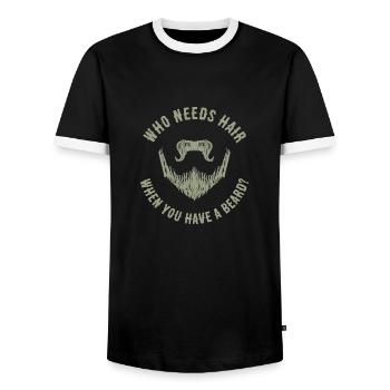 Qui a besoin de cheveux quand vous avez un cadeau de barbe - T-shirt contrasté Homme - noir/blanc - Devant - AI Model Female 172 light (172cm) & AI Model Male 178 light (178cm)