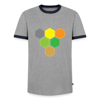 Hexagones contre victoire - T-shirt contrasté Homme - gris/marine  - Devant - AI Model Female 172 light (172cm) & AI Model Male 178 light (178cm)