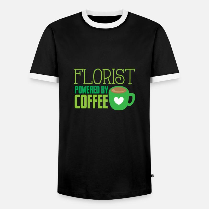 Blumengeschäft mit Kaffee - Männer Kontrast-T-Shirt - Schwarz/Weiß