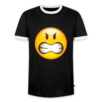 Smiley Glossy Anger - Männer Kontrast-T-Shirt - Schwarz/Weiß - Vorne - AI Model Female 172 light (172cm) & AI Model Male 178 light (178cm)