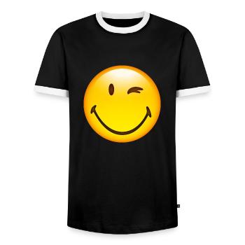 Smiley Glossy Happy Blink - Männer Kontrast-T-Shirt - Schwarz/Weiß - Vorne - AI Model Female 172 light (172cm) & AI Model Male 178 light (178cm)